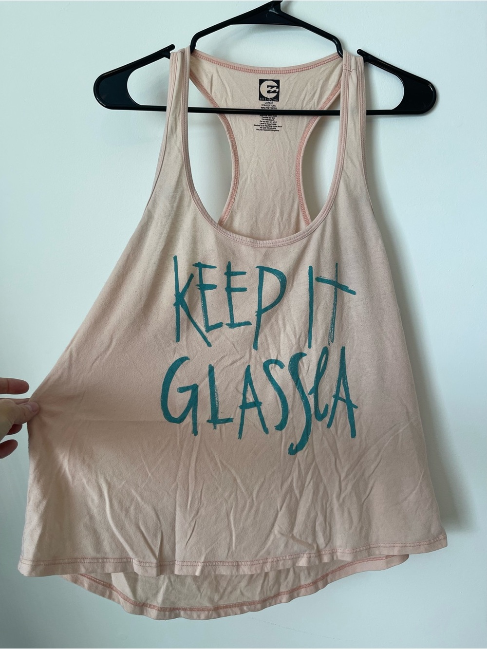 Billabong Razorback Tank Top Womens Large “Keep It Glassea” Ocean Sea Peach
